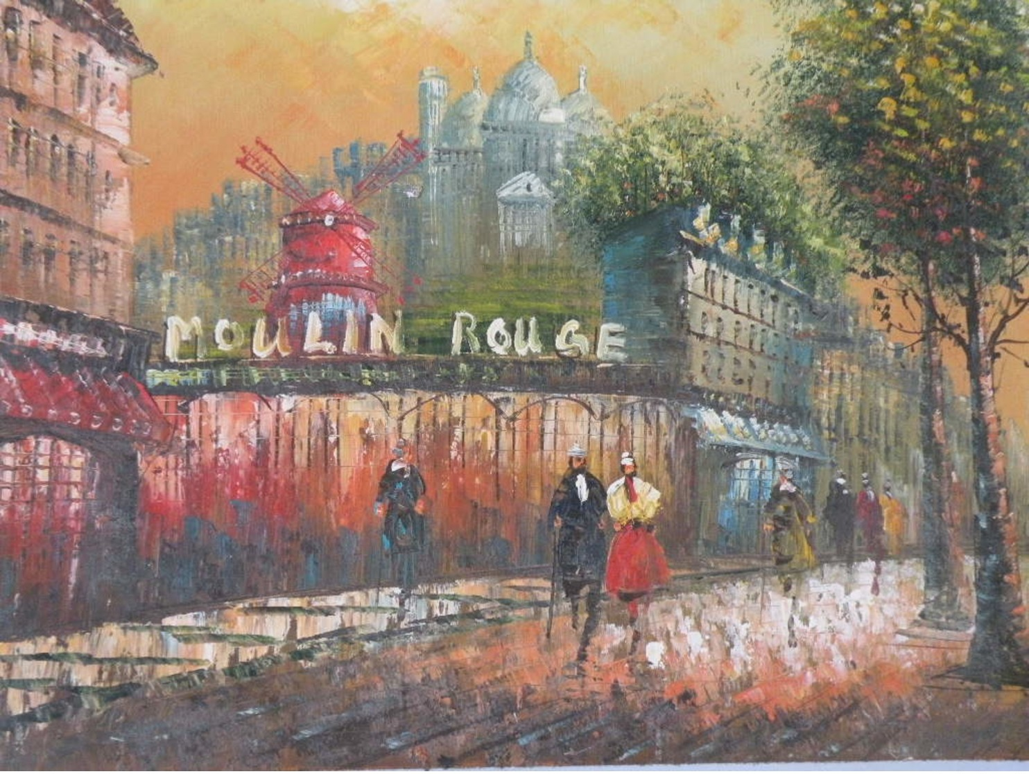 Le Moulin Rouge à Paris - Peinture à L'Huile Sur Toile 59cm X 49cm - Huiles