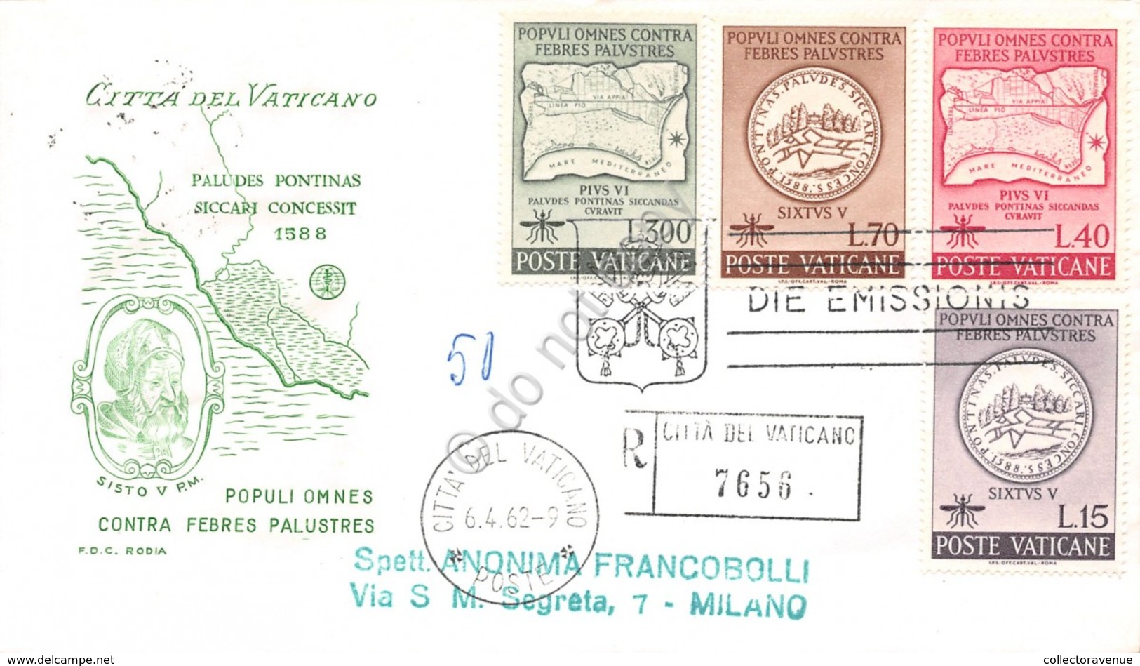 FDC Rodia Vaticano 1962 - Lotta Contro La Malaria - Raccomandata Viaggiata - Non Classificati