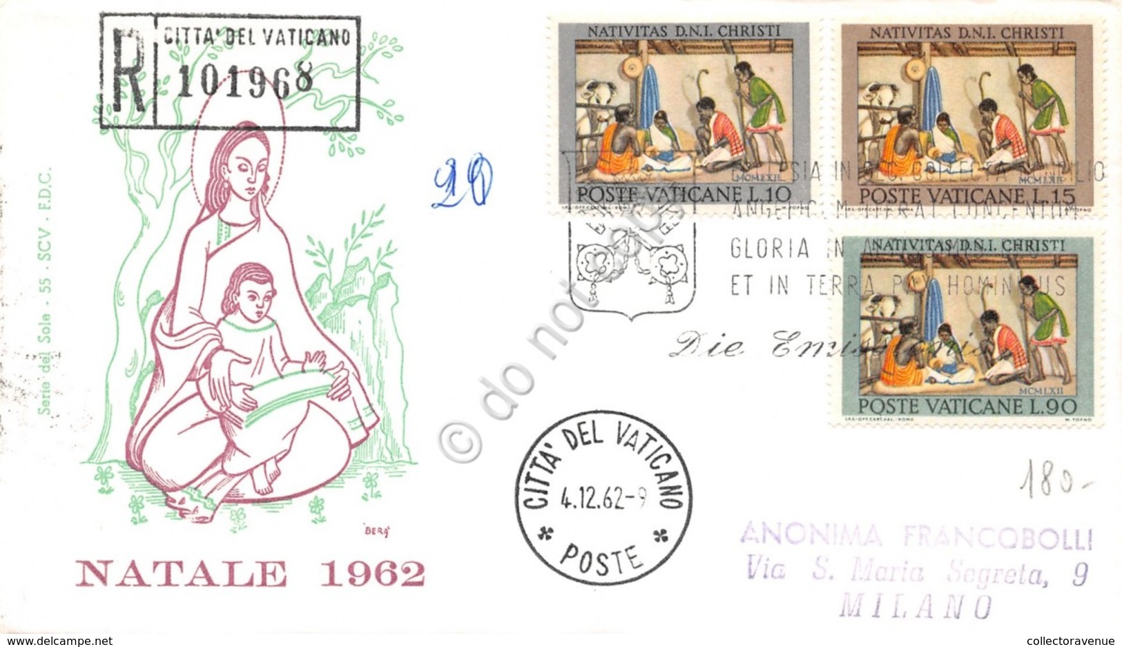 FDC Vaticano 1962 - Natale - Viaggiata - Non Classificati