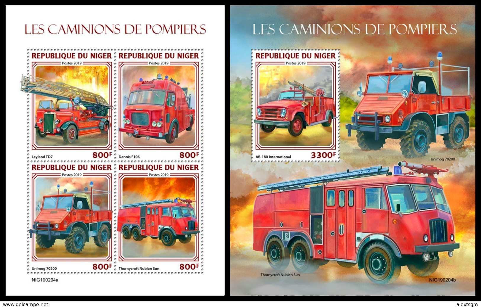 NIGER 2019 - Fire Engines, M/S + S/S. Official Issue - Niger (1960-...)