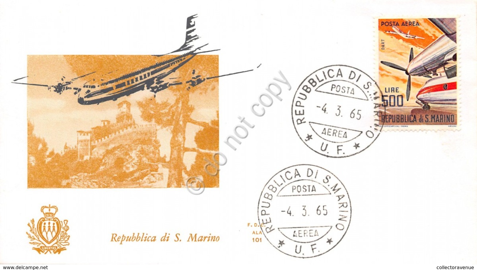 FDC Ala - San Marino 1965 - Posta Aerea - Aerei Moderni - Non Viaggiata - Non Classificati