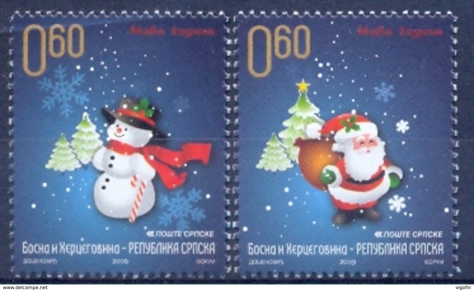 BHRS 2009-481-2 CHRISTMAS, BOSNA AND HERZEGOVINA-R.SRPSKA, 2v, MNH - Bosnien-Herzegowina