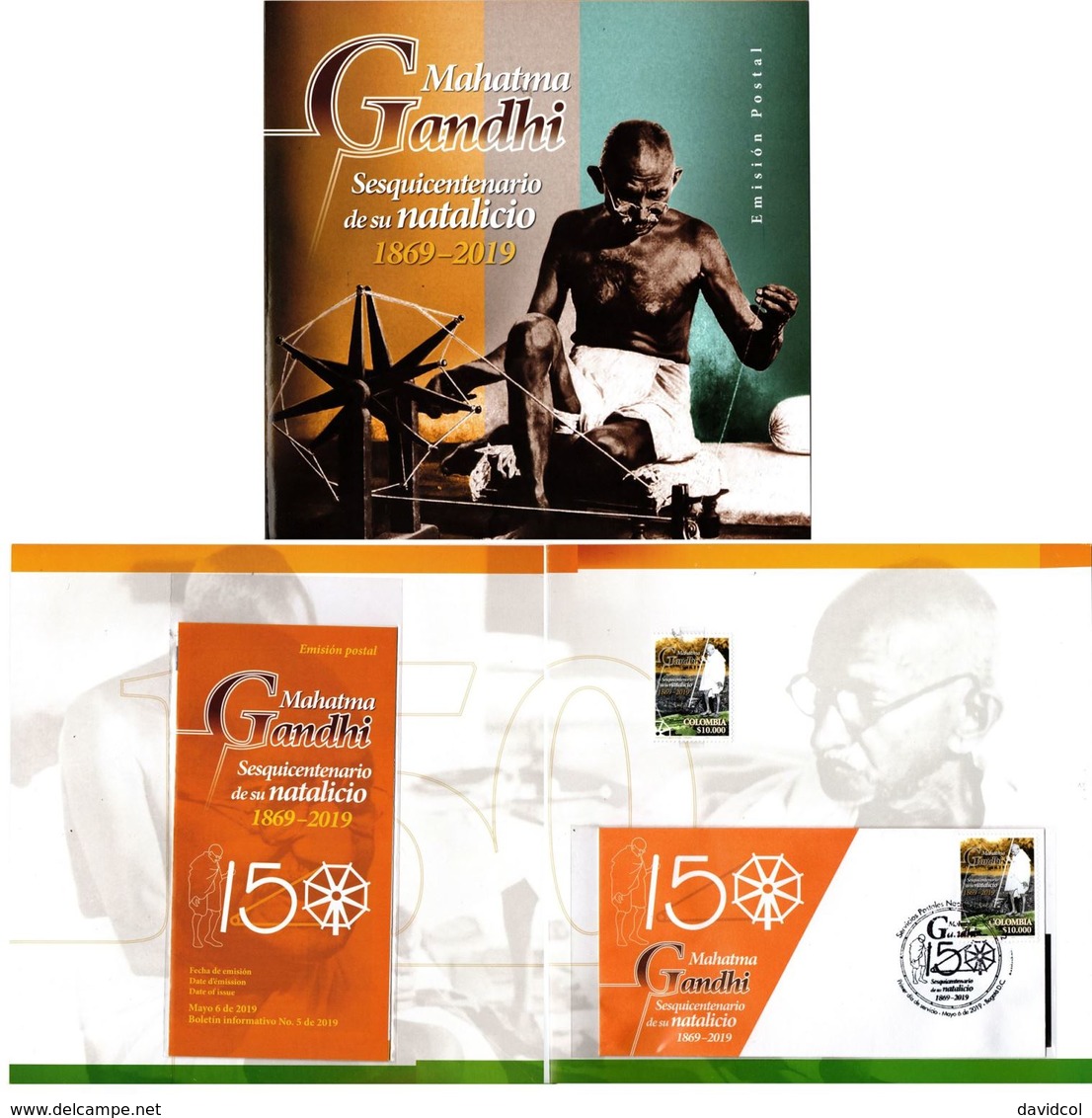 COLOMBIA- KOLUMBIEN- 2019 - PRESENTATION FOLDER - MAHATMA GANDHI 1869-2019, 150 YEARS OF BIRTH - Kolumbien