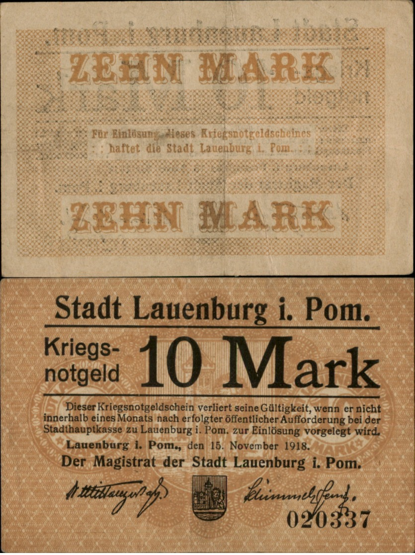 GERMANY-STADT LAUENBURG  MARK 1918 - 10 Mark