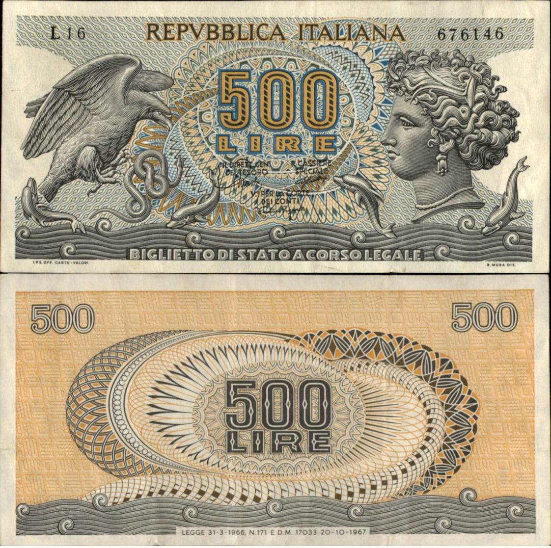 ITALY 500 LIRE 1967 - 500 Lire