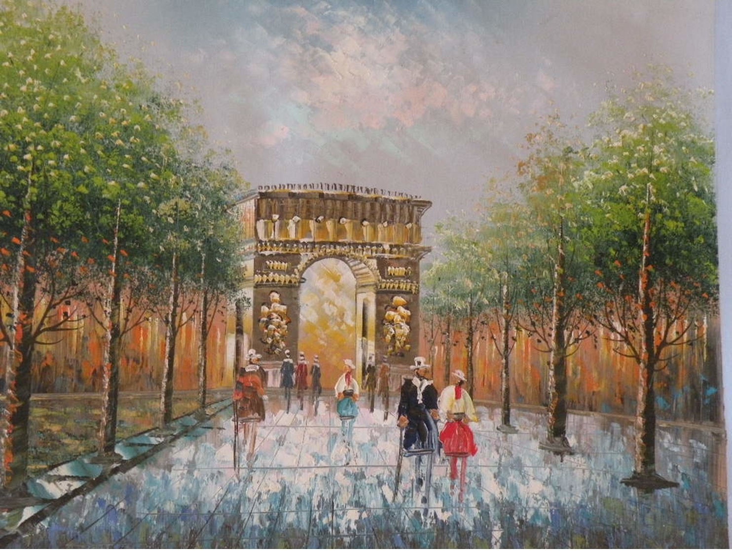 Paris, Arc De Triomphe  - Peinture à L'Huile Sur Toile 59cm X 49cm - Oleo