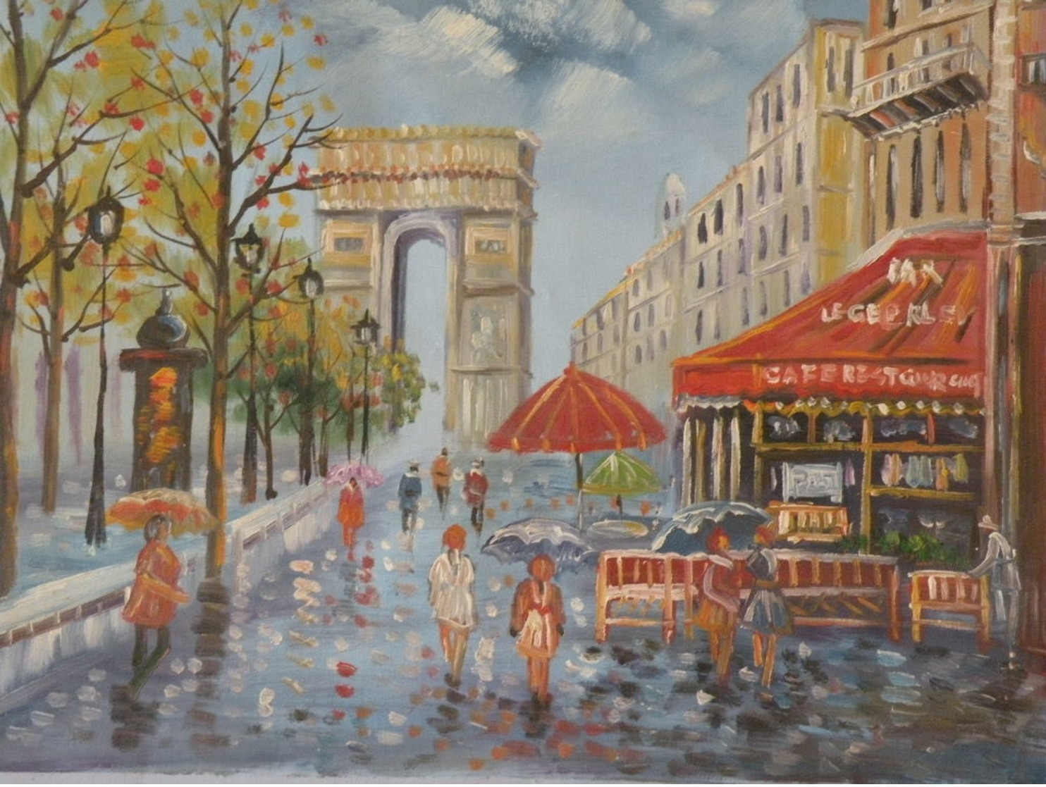 Paris, Arc De Triomphe  - Peinture à L'Huile Sur Toile 59cm X 49cm - Huiles