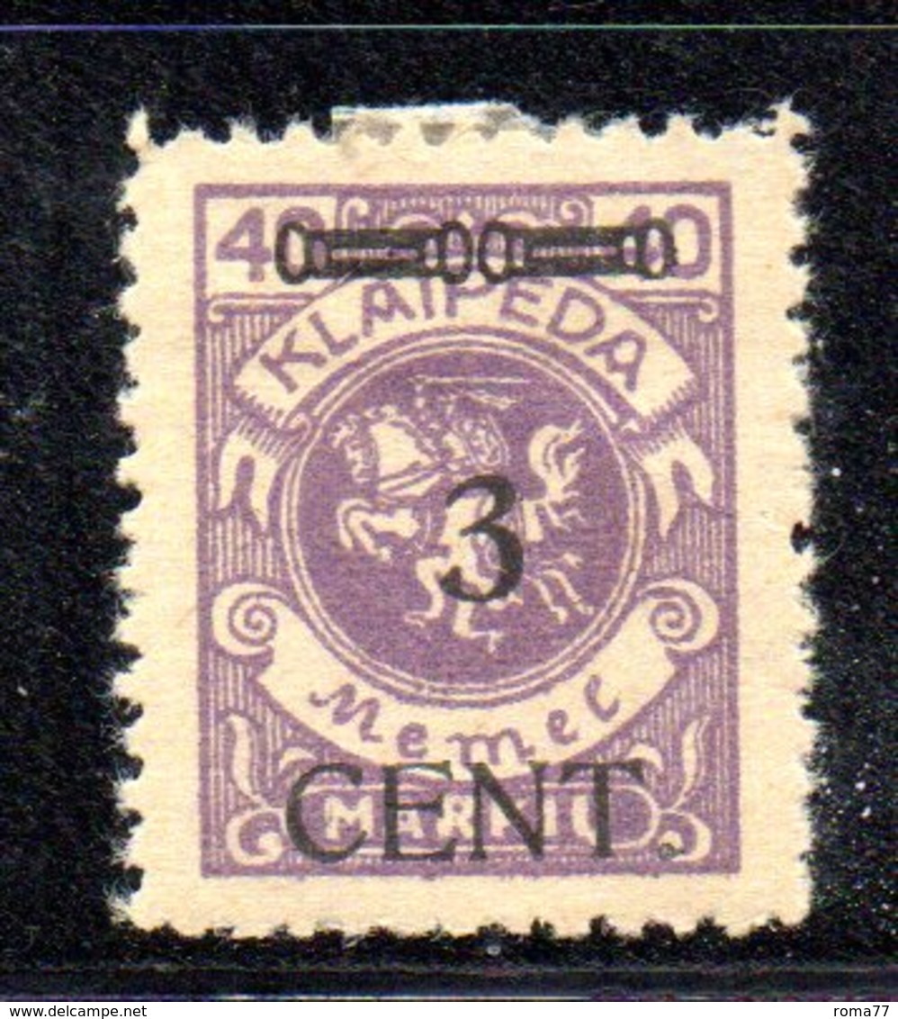 APR795 - LITUANIA MEMEL KLAIPEDA 1923 , Unificato N. 173  Nuovo *  (2380A) . Piega - Lituania