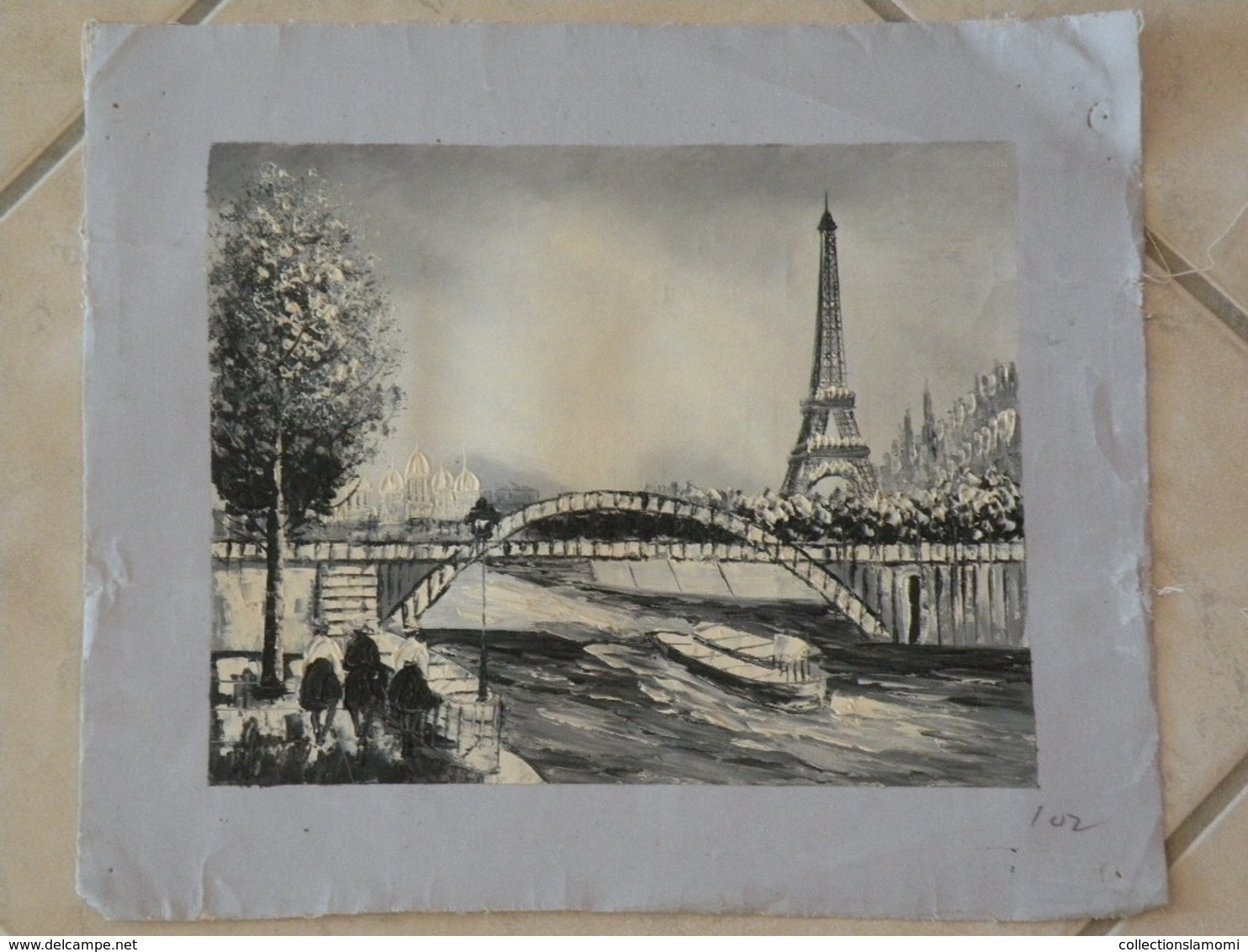 Paris, Bords De Seine - Peinture à L'Huile Sur Toile 34cm X 28,5cm - Huiles