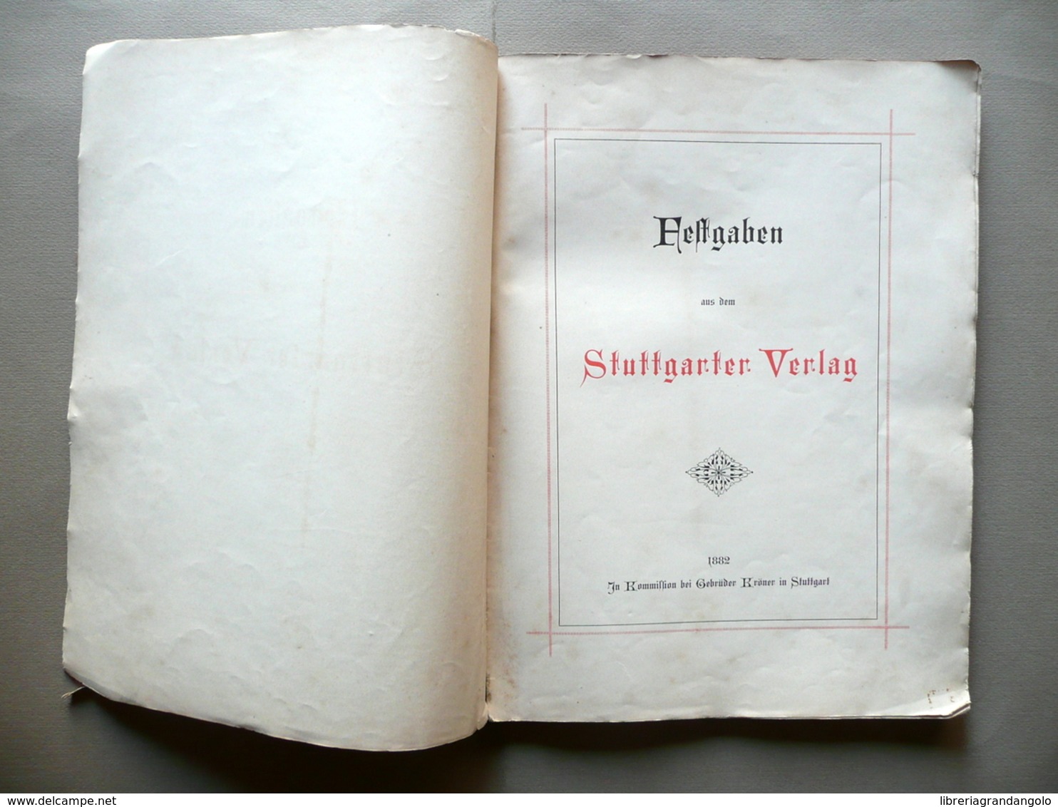 Festgaben Aus Dem Stuttgarter Verlag Stuttgart 1882 Catalogo Editoriale - Non Classificati