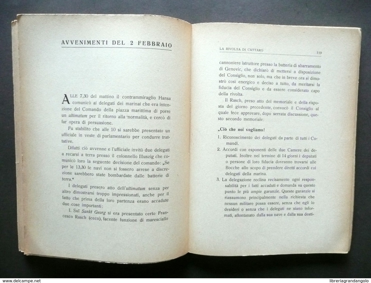 La Rivolta Di Cattaro Capitano Neri Tipografia Mercurio Rovereto 1935 WW1 Marina - Non Classificati