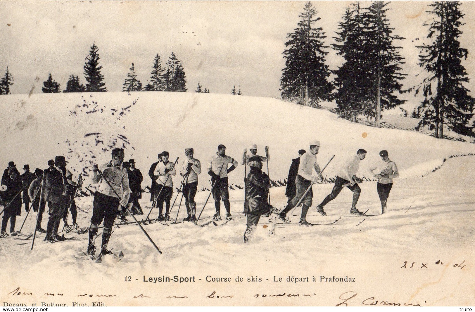 LEYSIN SPORT COURSE DE SKIS LE DEPART A PRAFONDAZ (CARTE PRECURSEUR ) - Leysin