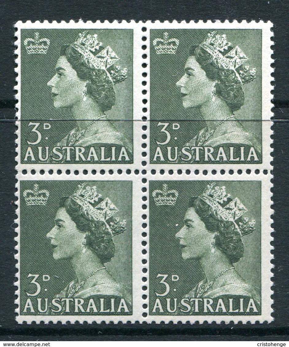 Australia 1953-57 QEII Definitives - 3d Deep Green Block Of 4 MNH (SG 262) - Neufs