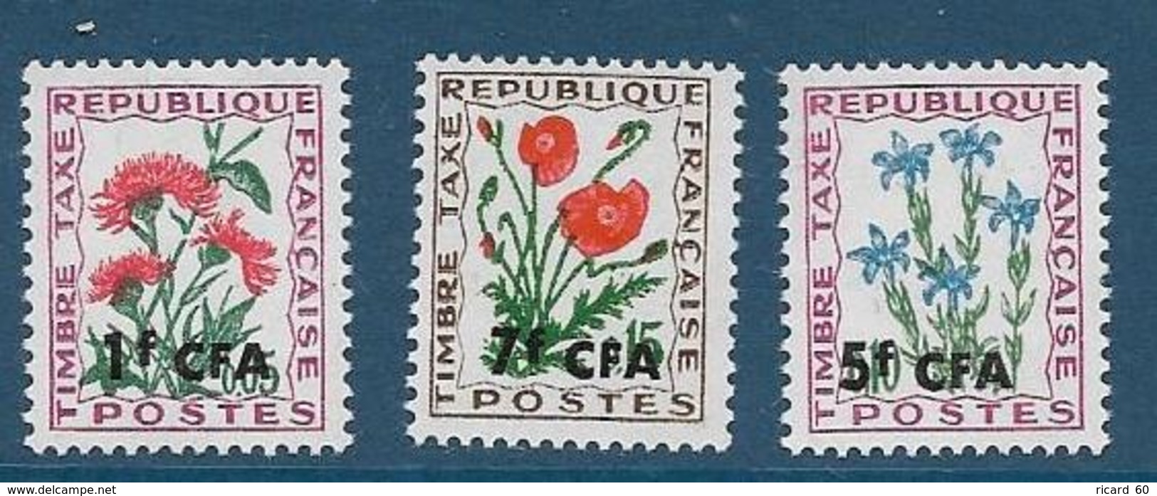 Timbres Neufs** Réunion, N°48 à 50 Yt, Taxe, Fleurs Des Champs - Timbres-taxe