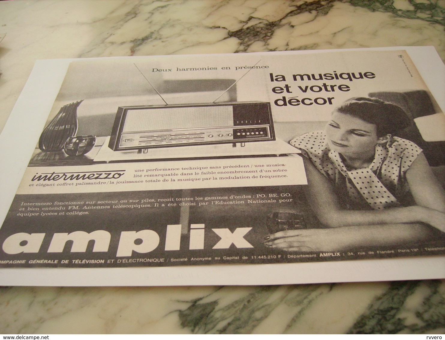 ANCIENNE PUBLICITE LA MUSIQUE ET VOTRE DECOR DE AMPLIX 1963 - Autres & Non Classés