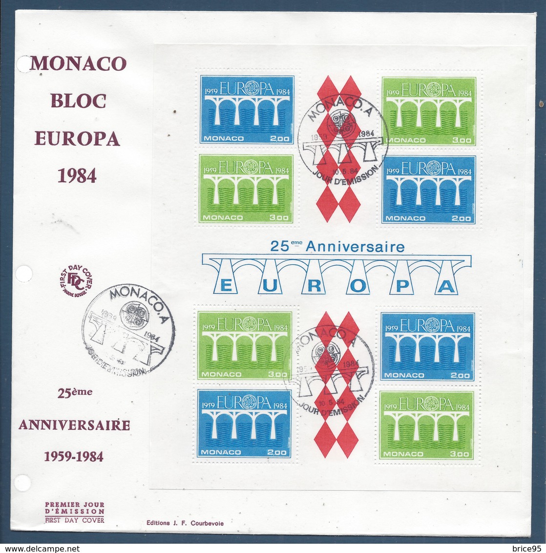 Monaco FDC - Premier Jour - Grand Format - Yt Bloc N° 28 - Europa - 1984 - FDC