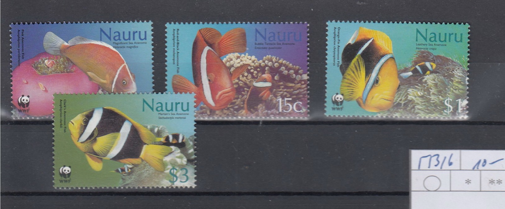 Nauru Michel Cat.No. Mnh/** 553/556 Wwf Fish - Nauru