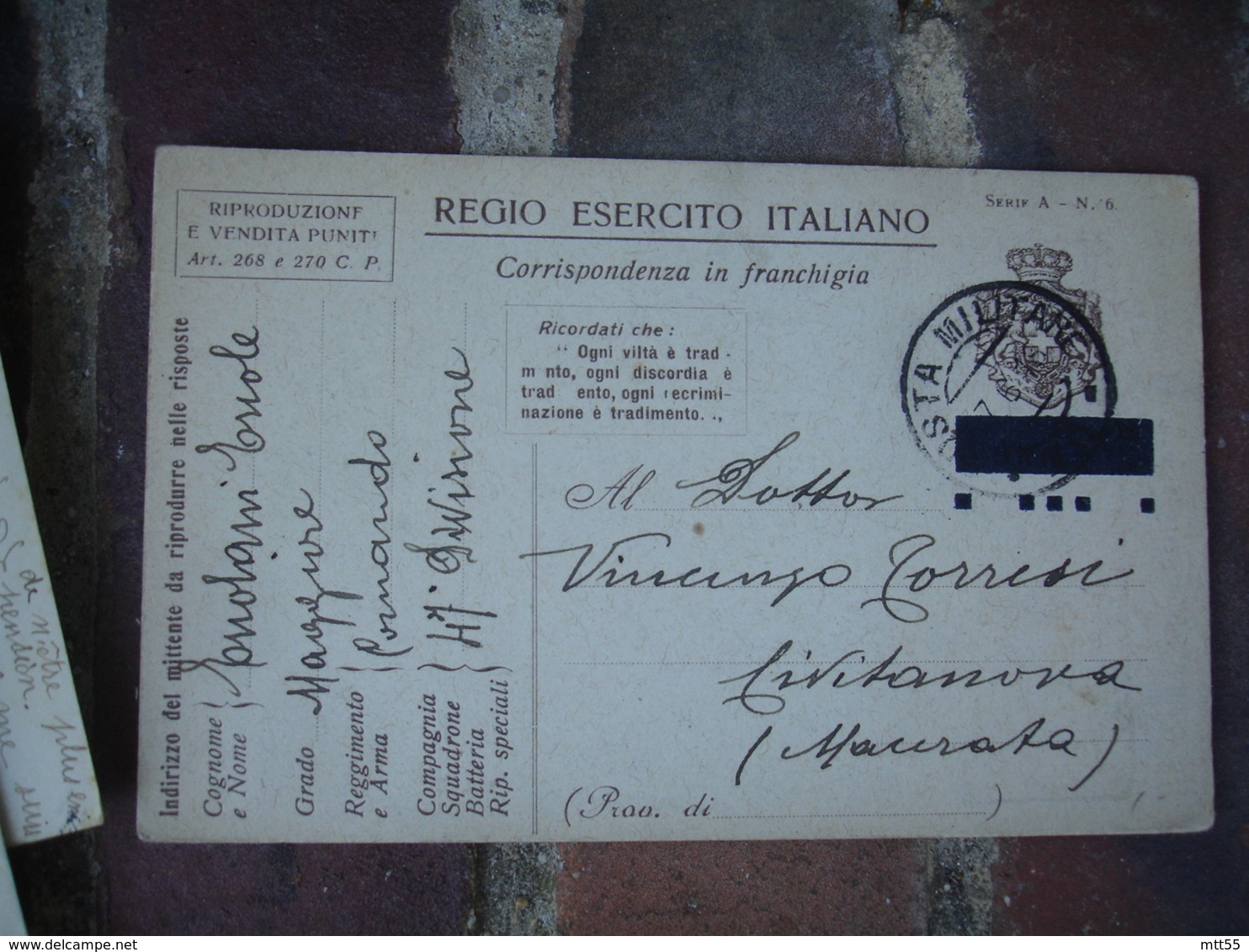 Italie Italia Posta Militare Guerre 14.18 Carte Franchise Illustraeur Attilio - Altri & Non Classificati