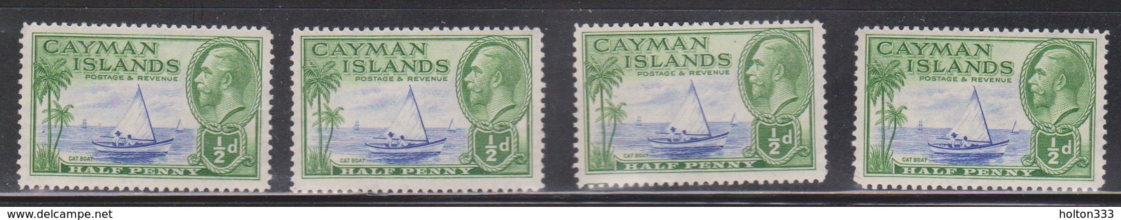 CAYMAN ISLANDS Scott # 86 MH X 4 - KGV & Cat Boat - Cayman Islands