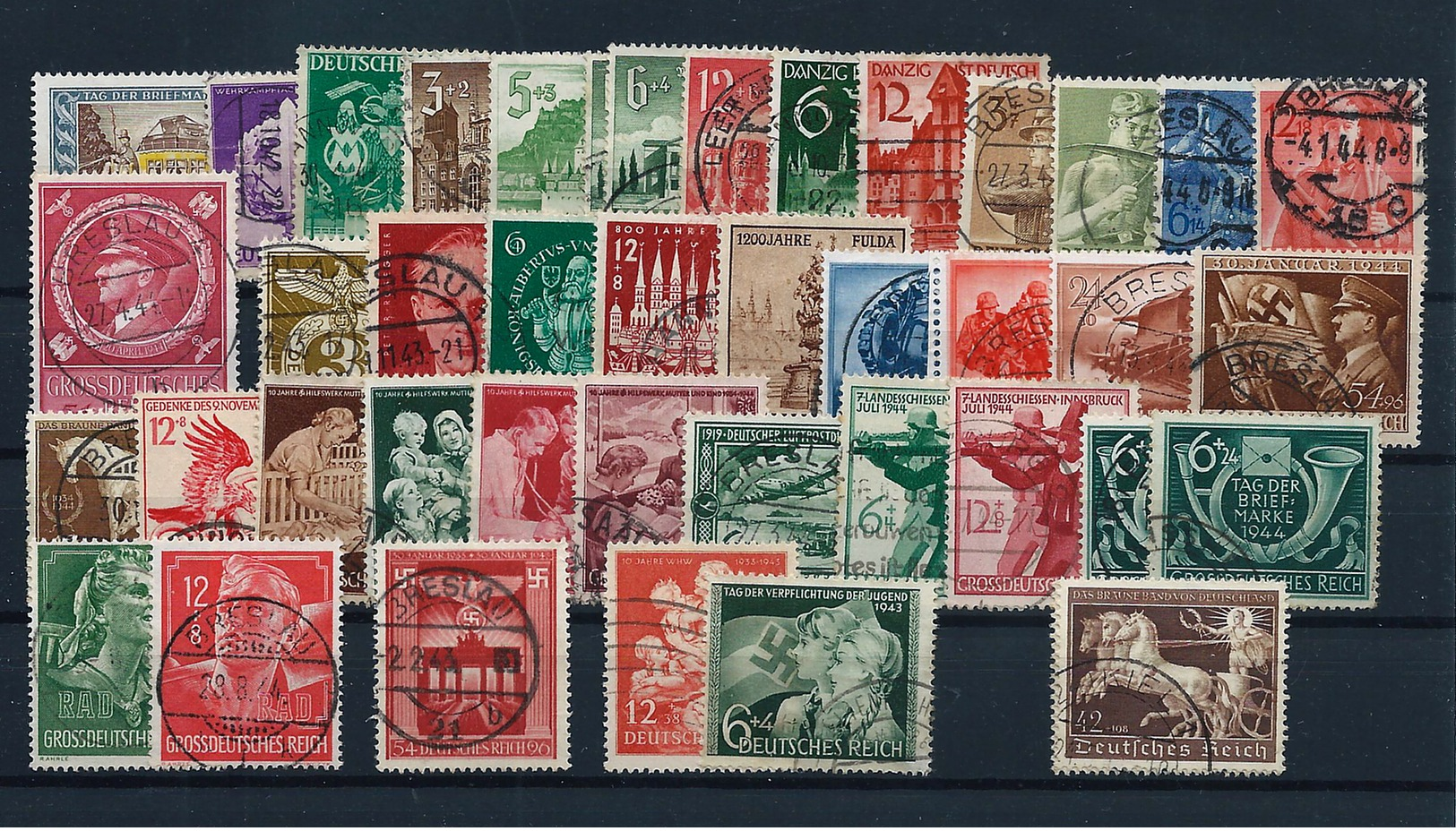 Germany , Empire/3rd Reich ,nice Postmarked Party , 5 Big Stock-cards , Postmarked (as Per Scans) VFU - Gebraucht