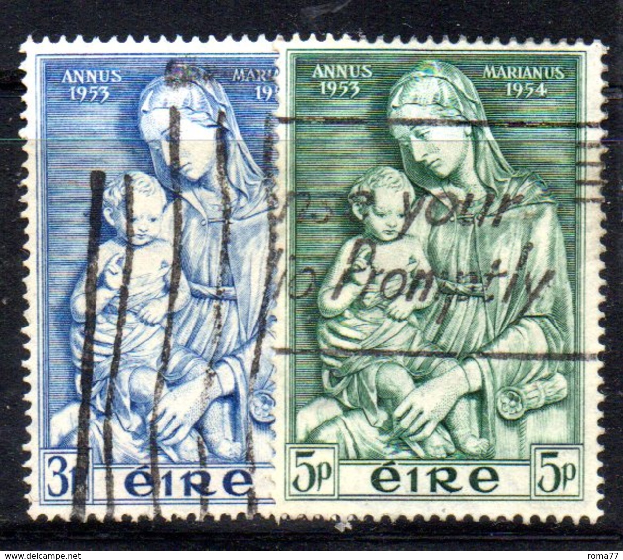 APR1646 - IRLANDA 1954 , Unificato N. 122/123  Usata  (2380A) Anno Mariano - Usati