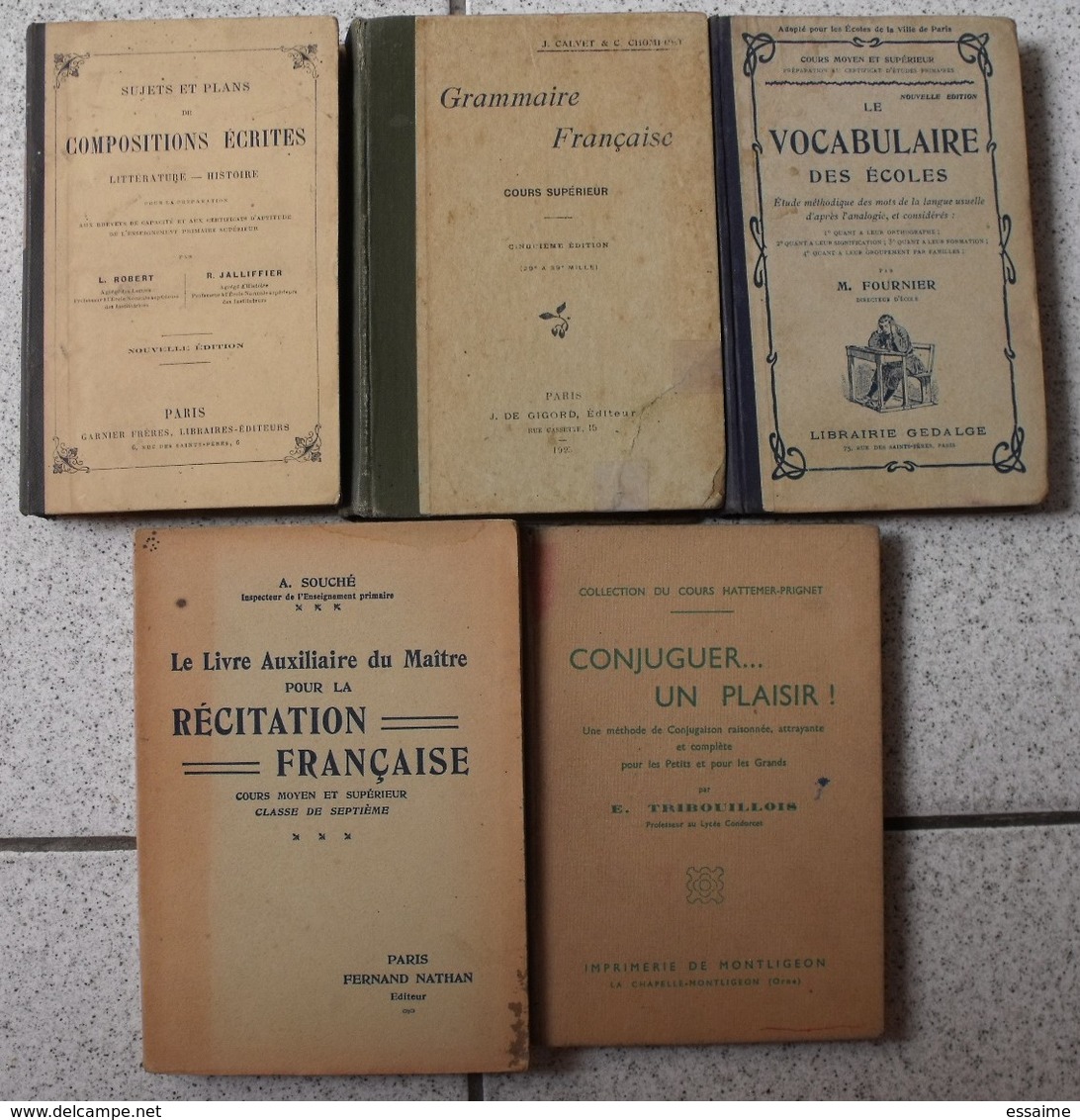 5 Livres Vocabulaire Des écoles, Conjuguer, Récitation Grammaire Compositions écrites Littérature Histoire Livre Maître - Lots De Plusieurs Livres