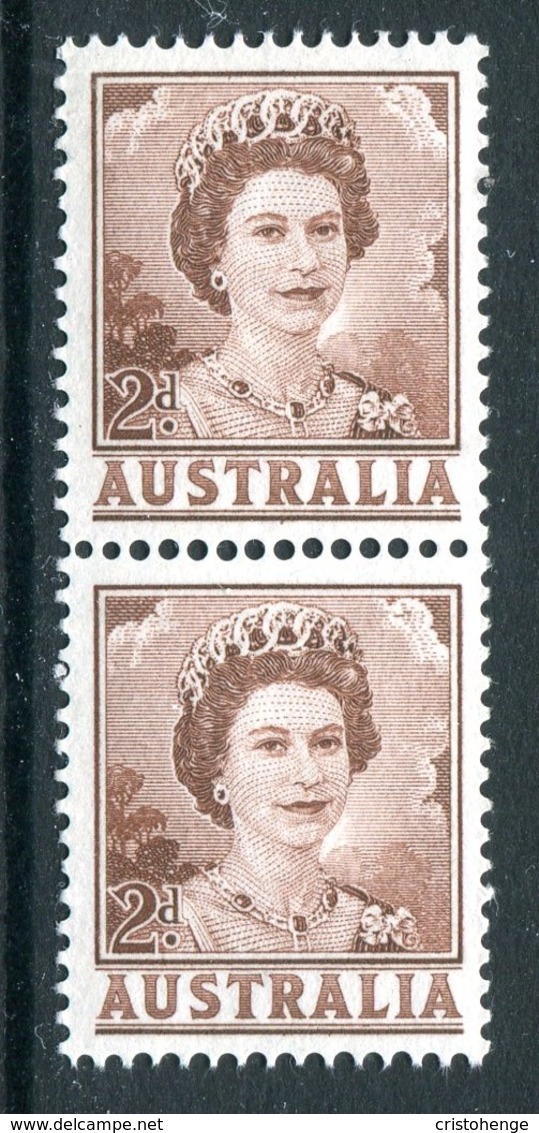 Australia 1959-63 QEII Definitives - 2d Brown - Coil Pair LHM (SG 309a) - Ongebruikt