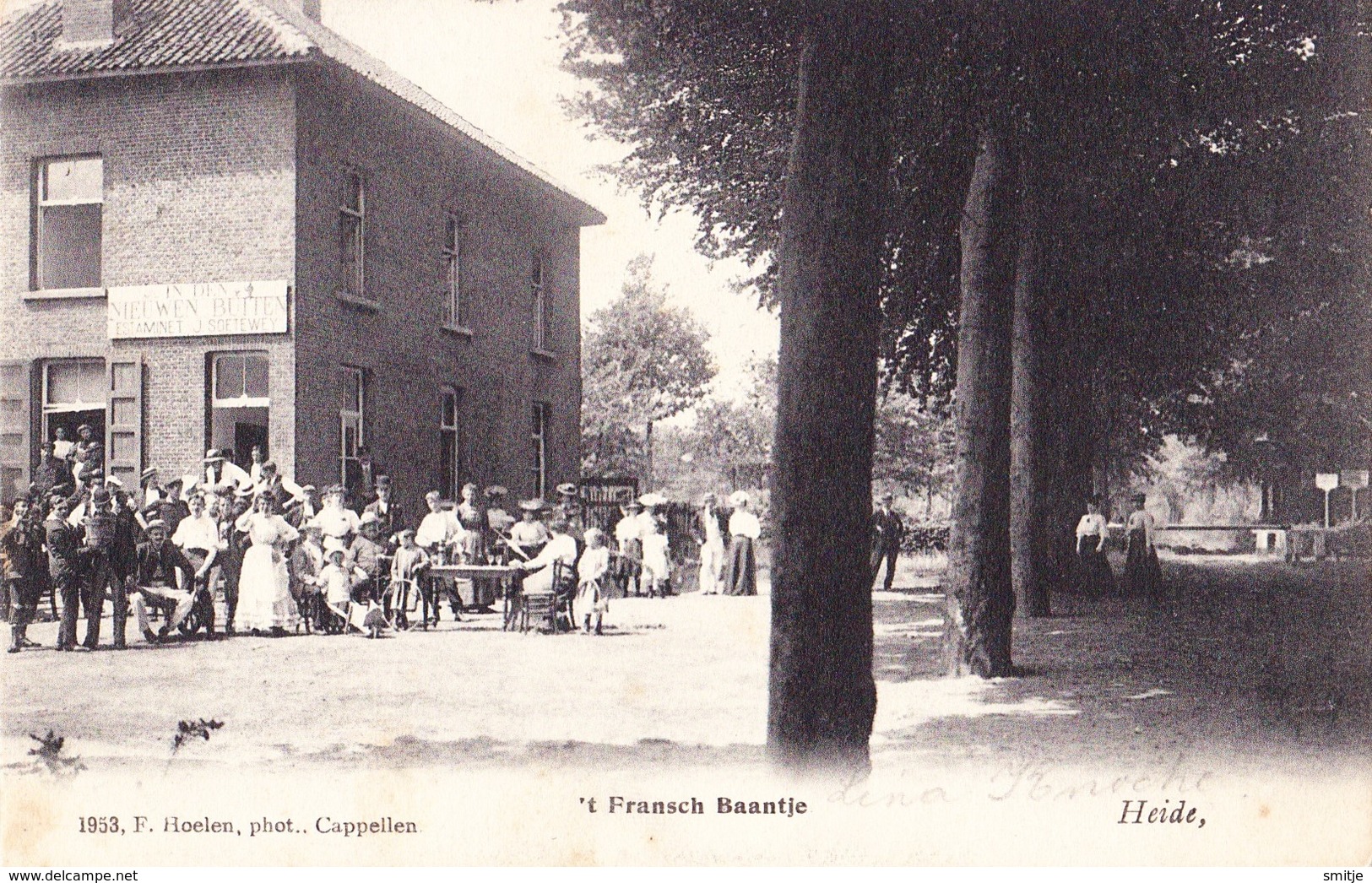 KALMTHOUT HEIDE 1906 FRANSCH BAANTJE ESTAMINET DEN NIEUWEN BUITEN MET MOOIE ANIMATIE - HOELEN KAPELLEN 1953 - Kalmthout