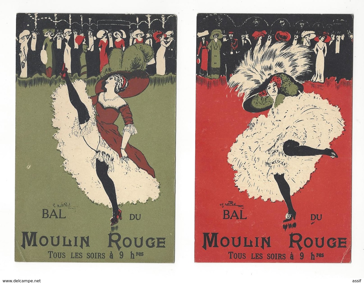 NAILLOD 2 CARTES BAL DU MOULIN ROUGE PARIS PUBLICITE Défauts / FREE SHIPPING R - Advertising