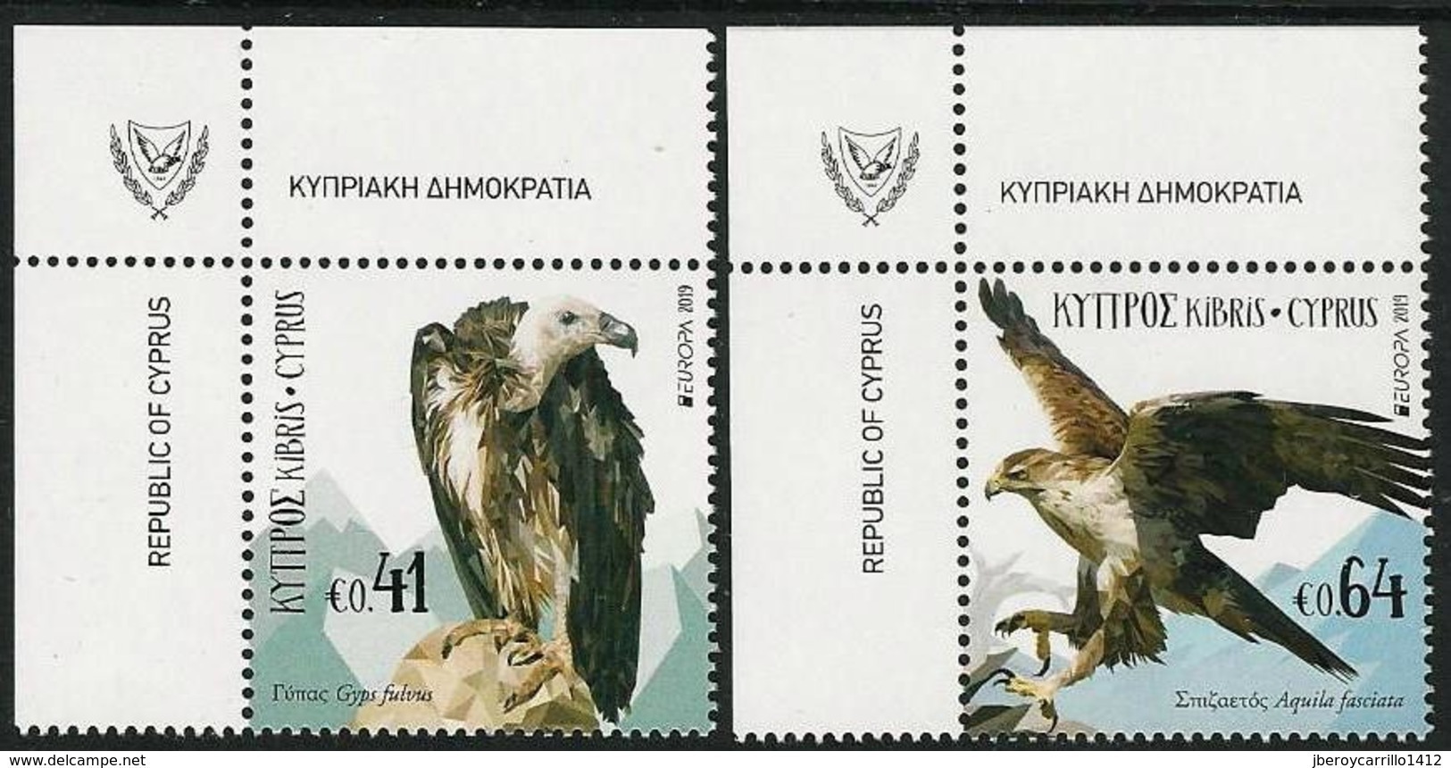 CHIPRE/ CYPRUS/ ZYPERN/ CHYPRE- EUROPA 2019 -NATIONAL BIRDS.-"AVES - BIRDS - VÖGEL -OISEAUX"- SERIE De 2 V.-CH - 2019