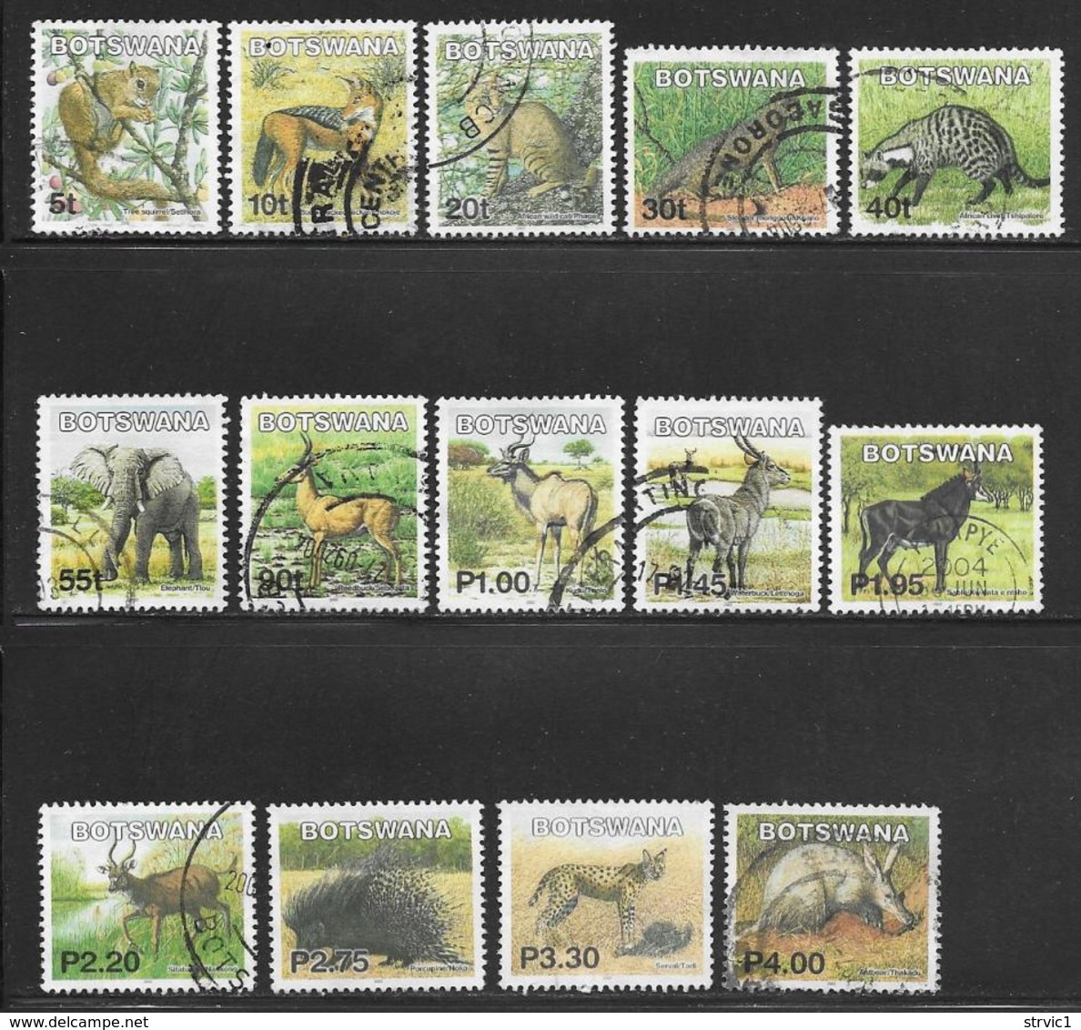 Botswana Scott # 741-54 Used Mammals, 2002 - Botswana (1966-...)