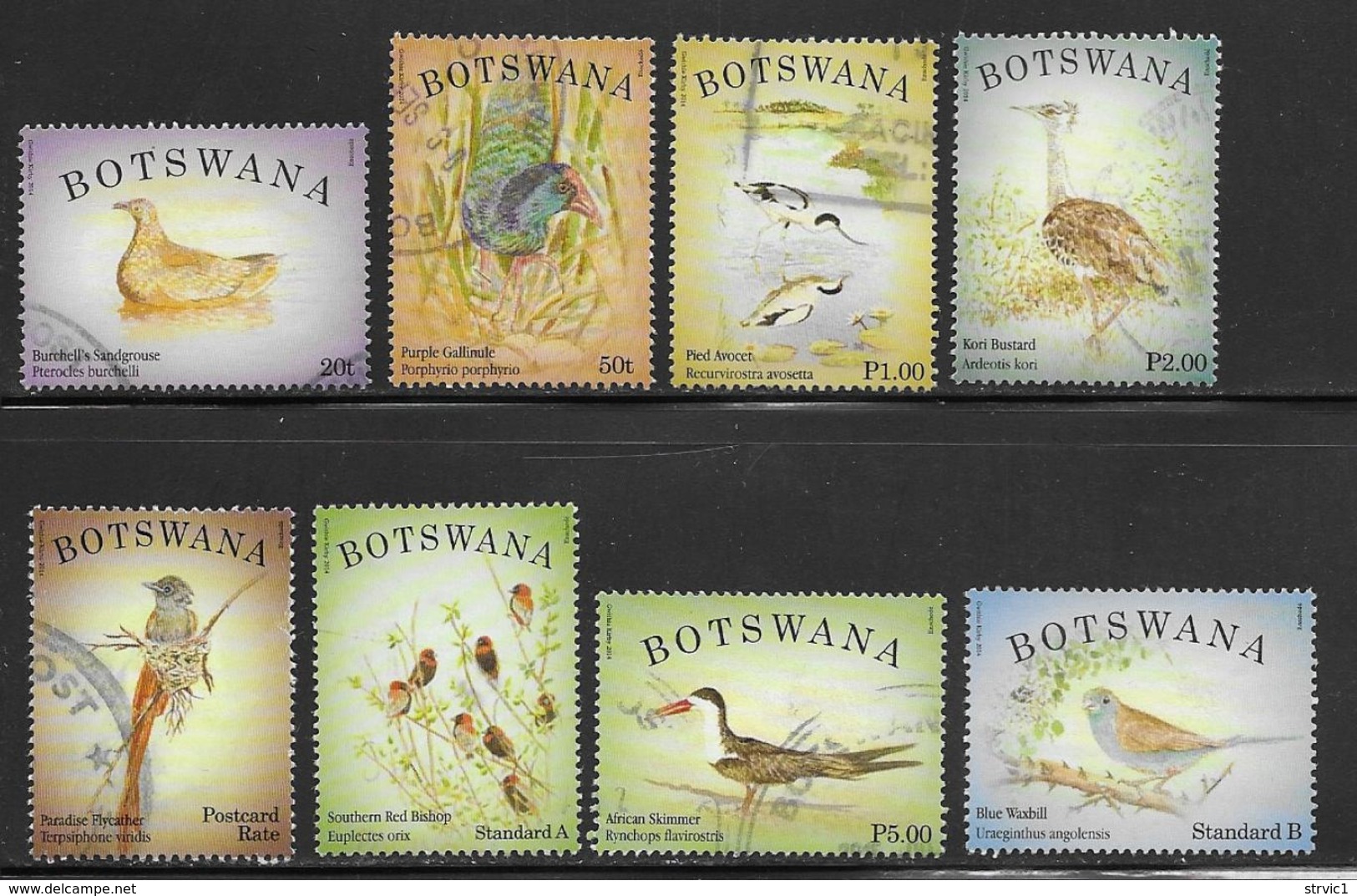 Botswana Scott # 940-3,945-8 Used Birds, 2014 - Botswana (1966-...)