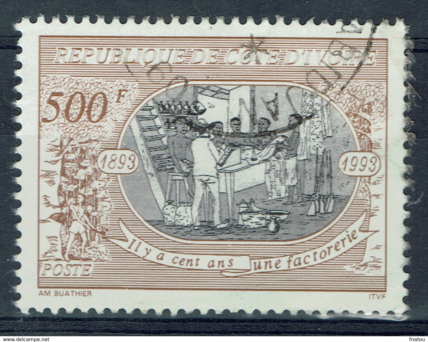 Ivory Coast, Centenary Of Ivory Coast, 500f., 1993, VFU - Ivory Coast (1960-...)