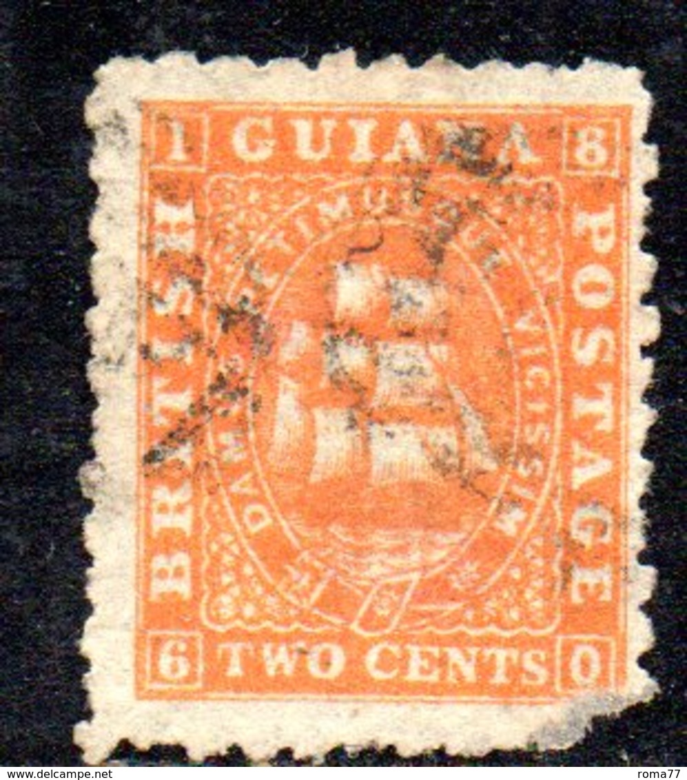 APR1659 - GUYANA , 2 Cents Arancio  Usato  (2380A) 1860 - Guyana Britannica (...-1966)