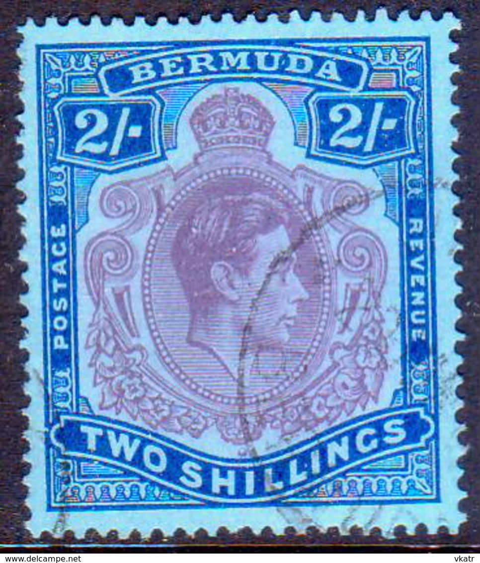 BERMUDA 1943 SG #116d 2sh Comb.perf.14 Used CV £2.00 Purple And Deep Blue/pale Blue (ordinary Paper) - Bermuda