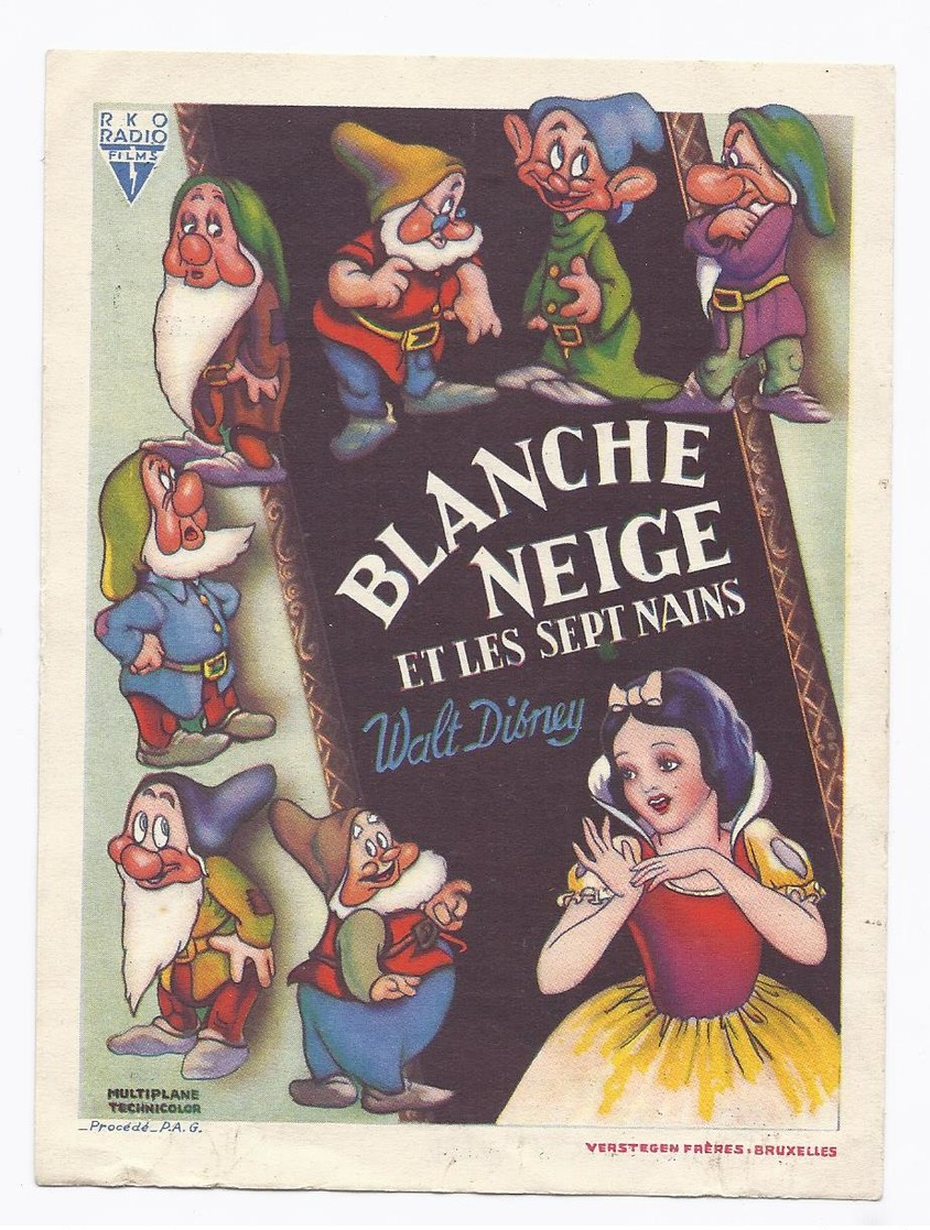 1939 PUB CINEMA OUD BRUGGE VIEUX BRUGES PATHE CHARLOT FILMS WALT DISNEY BLANCHE NEIGE SNEEUWWITJE SNOW WHITE - Publicités