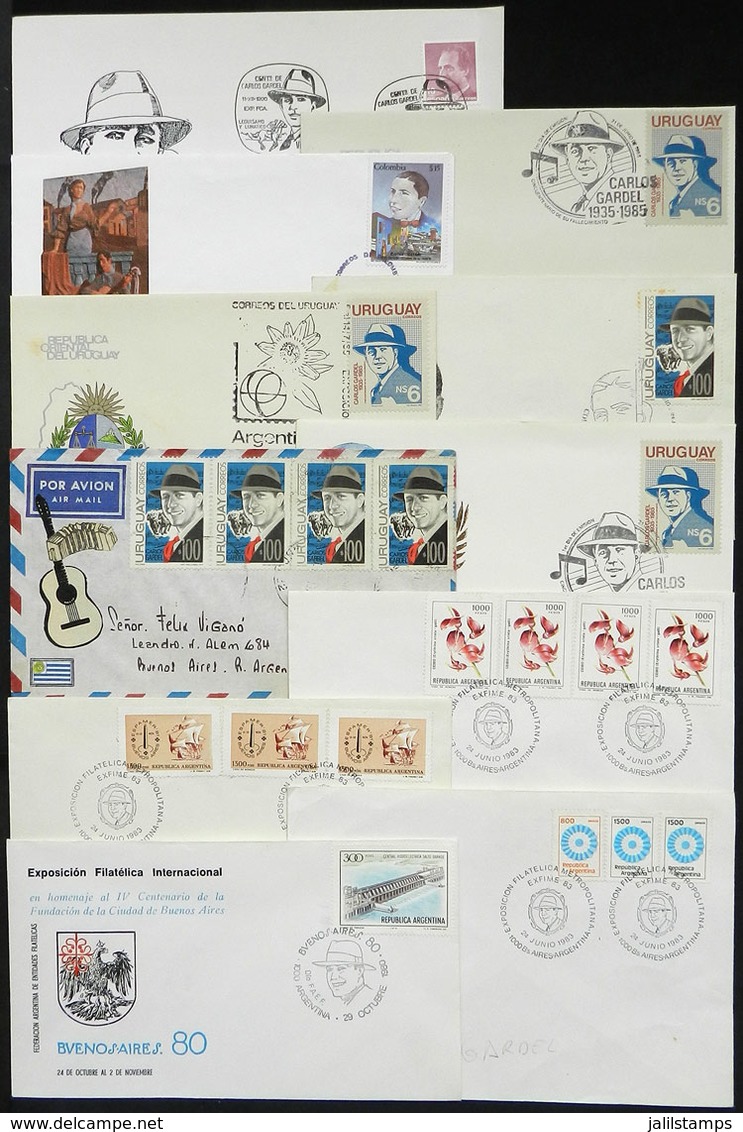 TOPIC CARLOS GARDEL: 17 Covers Of Argentina And Other Countries, All With Postages Or Special Postmarks Related To The T - Sonstige & Ohne Zuordnung