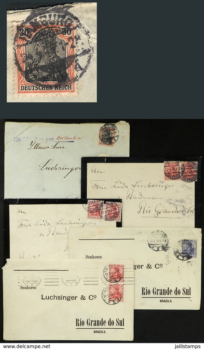 GERMANY: 5 Covers Sent To Brazil Between 1914 And 1916, Interesting! - Sonstige & Ohne Zuordnung