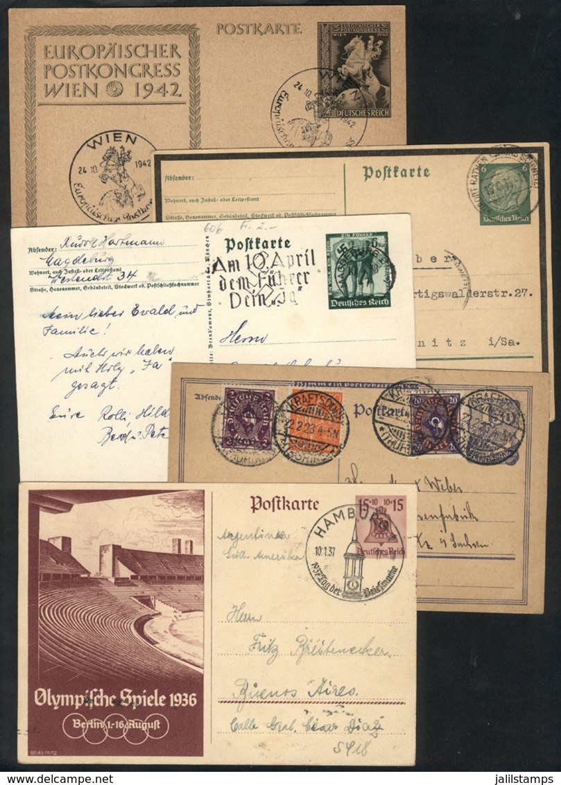 GERMANY: 5 Postal Cards Used Between 1923 And 1942, Some Illustrated And Very Thematic, VF Quality! - Other & Unclassified