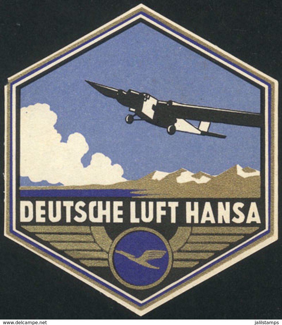 GERMANY: Circa 1934: Original Luggage Label Of Deutsche Lufthansa, Excellent Quality! - Monde