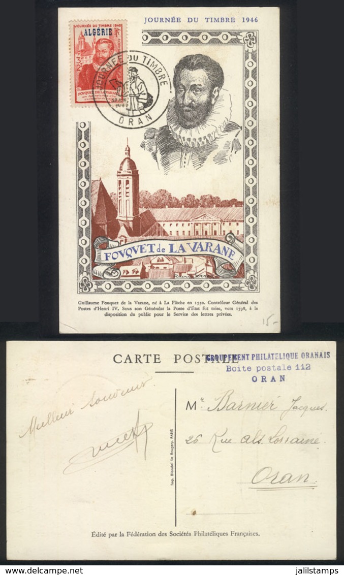 ALGERIA: Maximum Card Of 1946: Fouquet De La Varane, French Postmaster In 1598, VF Quality! - Autres & Non Classés