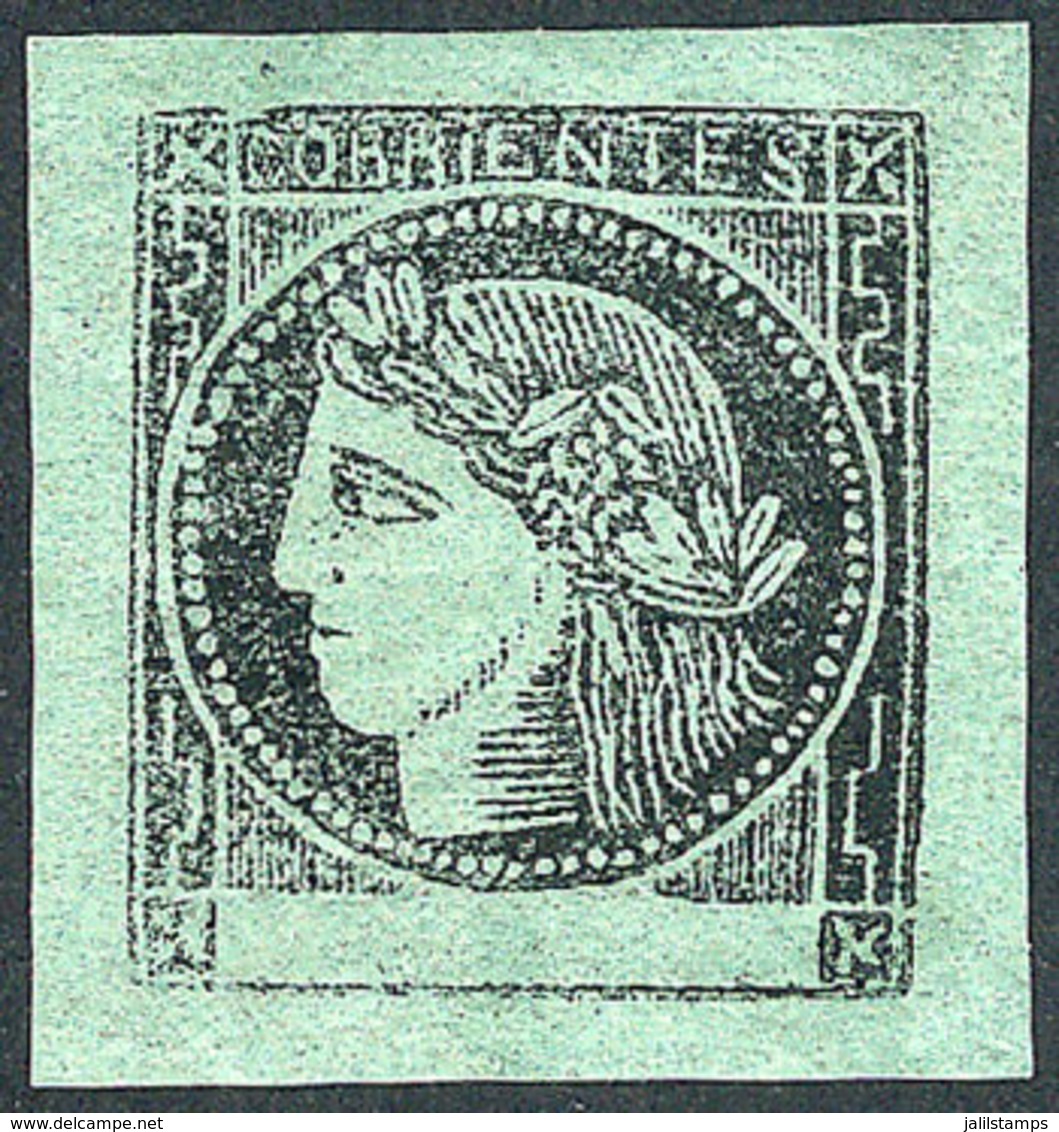 ARGENTINA: GJ.5, 1865 Blue-green, Mint Original Gum (+50%), With A Not Very Notable Horizontal Crease, Very Fresh And At - Corrientes (1856-1880)