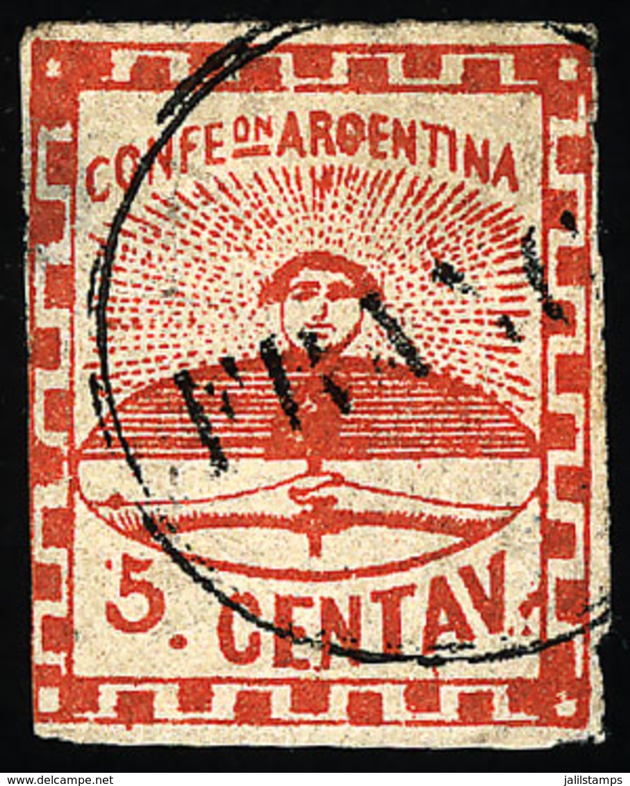 ARGENTINA: GJ.1, With FRANCA Cancel Inside 2 Circles, Of CONCORDIA, Signed By Alberto Solari On Back, Very Nice! - Gebruikt