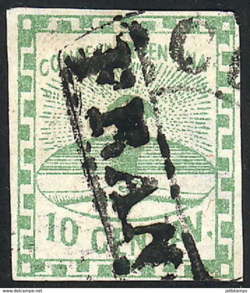 ARGENTINA: GJ.2, 10c. Green With CÓRDOBA Cancel, Signed By Victor Kneitschel On Back, Thinned, Very Good Front, Catalog  - Gebruikt