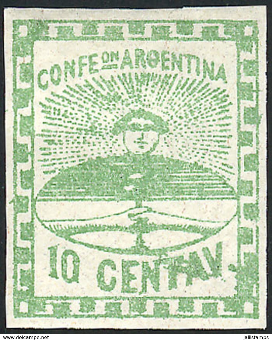 ARGENTINA: GJ.2d, 10c. With "line Over TA Of CENTAV" Variety, Superb Quality, Rare!" - Used Stamps