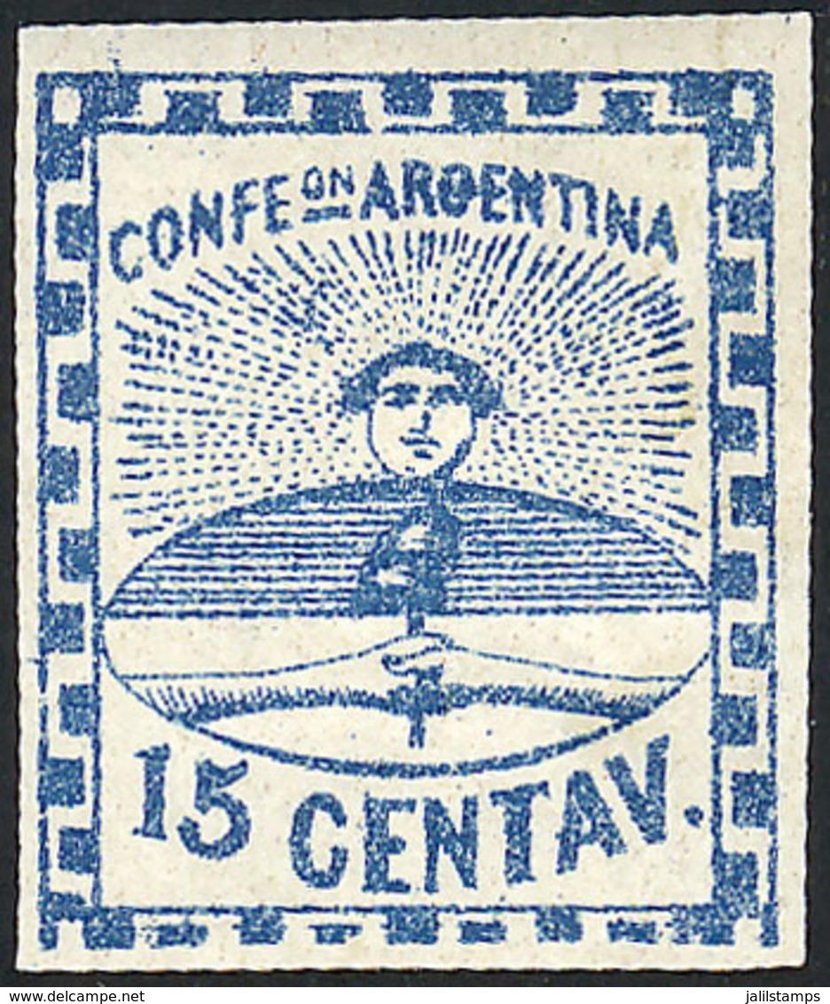 ARGENTINA: GJ.3f, 15c. With "Greek Pattern Incomplete And Lower Frame Line Omitted" Variety, Superb, Rare!" - Usados