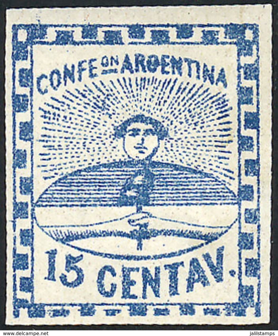 ARGENTINA: GJ.3f, 15c. With "Greek Pattern Incomplete And Lower Frame Line Omitted" Variety, Superb, Rare!" - Gebruikt