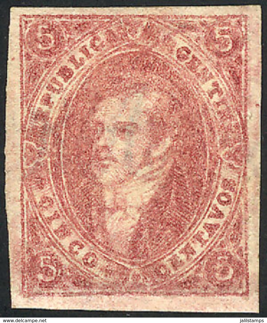 ARGENTINA: GJ.25B, Splendid Example In Intense Rose Color, Mint Full Original Gum With Light Hinge Mark (+300%), Wide Ma - Other & Unclassified