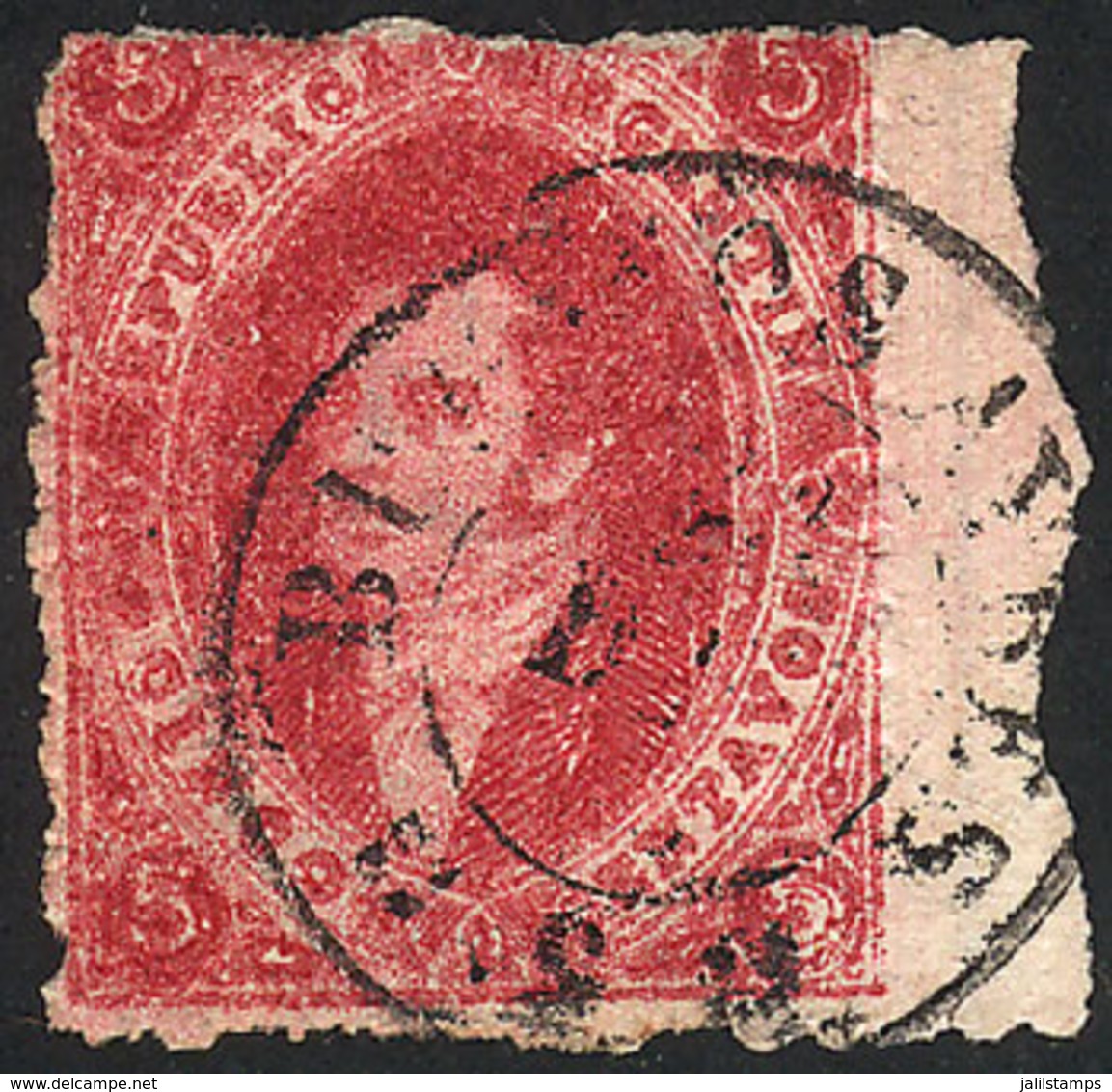 ARGENTINA: GJ.26, 5th Printing, WITH SHEET MARGIN, Used In Buenos Aires, Superb And Very Rare!! - Autres & Non Classés