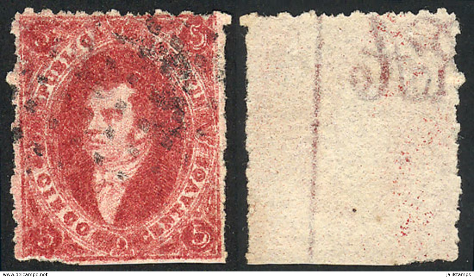 ARGENTINA: GJ.26A, 5th Printing, PURPLE-CARMINE, Thin Paper, With The Watermark Completely Shifted To The Top Left Angle - Other & Unclassified